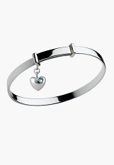 nice petite silver heart charm March birthstone baby bracelet